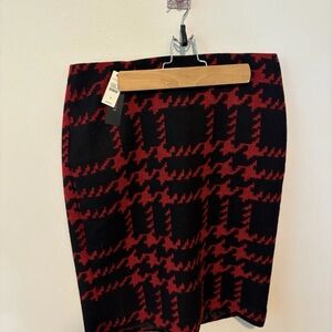 Talbots Black and Red Houndstooth Pencil Skirt